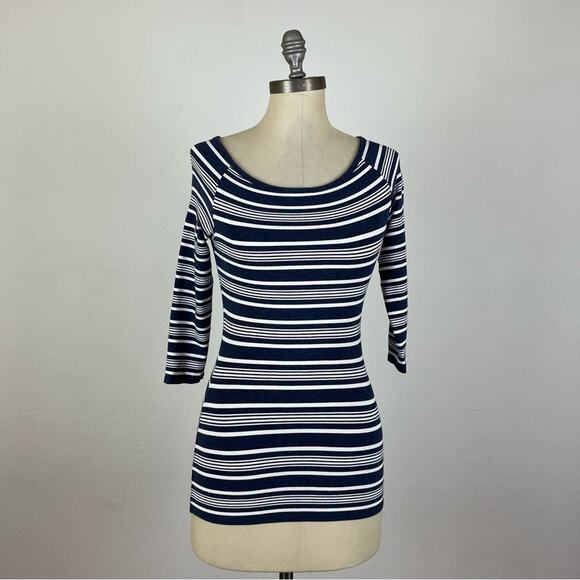 Theory Stripe Ennalyn Elevate Knit Off Shoulder Top - Picture 1 of 8